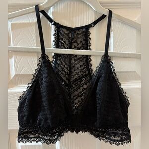 Victoria's Secret Black Lace Bralette Racerback Adjustable Hook-eye Closure OS